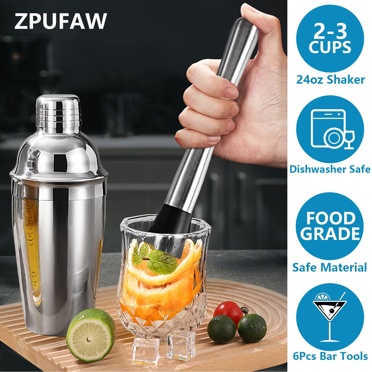 ZPUFAW shaker strainer ensuring clean pours and steady flow.