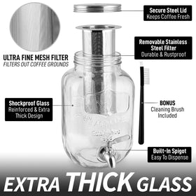 Zulay Airtight lid and filter assembly preserve flavor and aroma.