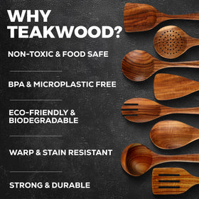 Zulay Kitchen teak skimmer ideal for draining sauces and pasta.