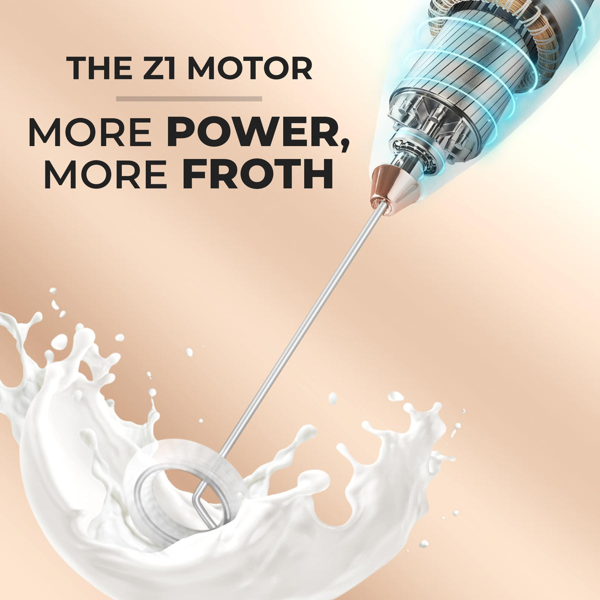 Battery-powered Zulay frother operates cordlessly for on-the-go drinks