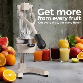 Zulay Kitchen cream color squeezer complements kitchen decor while juicing