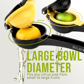 Zulay Kitchen lemon-lime squeezer with ergonomic handle for comfortable, quick juice.