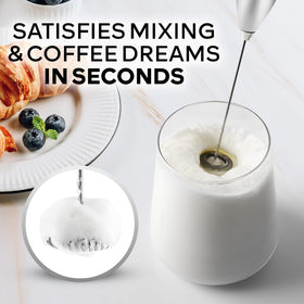 Zulay Kitchen frother in action whisking matcha and coffee