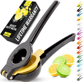 Zulay Kitchen metal 2-in-1 lemon squeezer with sturdy bowl for maximum juice extraction.