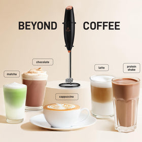 Frother placed on the metal stand on a kitchen counter