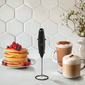 Zulay Kitchen milk frother wand compact motor for quick mixing.