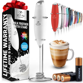 Zulay Kitchen frother creates creamy coffee foam in seconds for a café-inspired drink