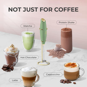 Zulay Kitchen frother wand in use, creating foamy coffee