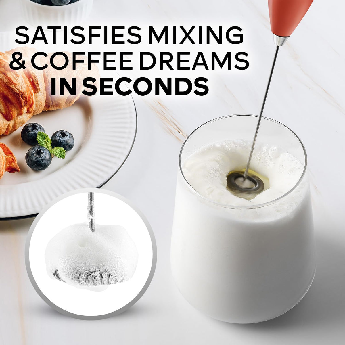 Zulay Kitchen frother wand with stand keeps counters organized and tidy.