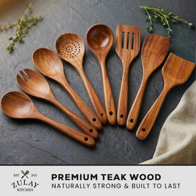 Zulay Kitchen premium teak salad fork with balanced grip for tossing salads