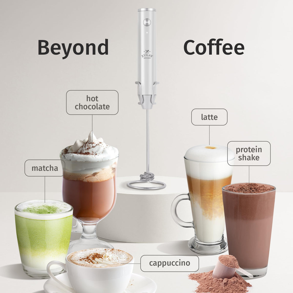 Zulay Kitchen milk frother turbo mode for faster texture enhancement