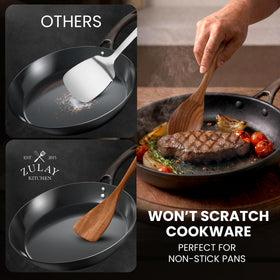 Zulay Kitchen wooden utensils, scratch-free teak for nonstick pots