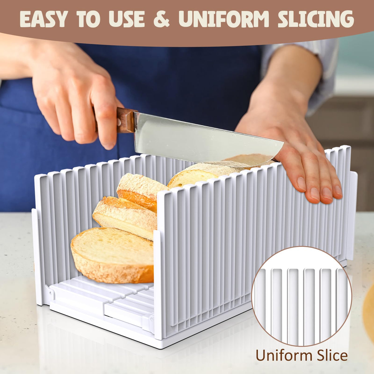 ZULFACY bread slicer adjustable thickness 12mm guides even slices.