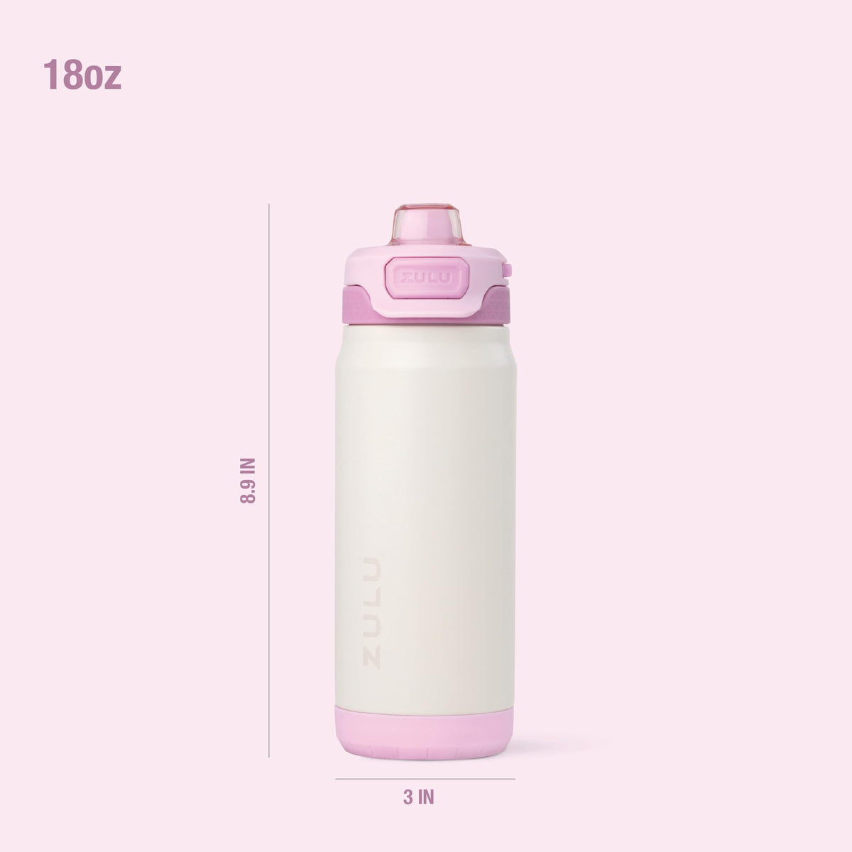 Vibrant colors and prints on the ZULU Powerfill Pro 18oz bottle attract kids' attention.