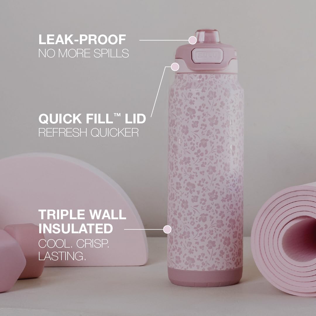 ZULU Powerfill Pro 24oz bottle, lid Quick Fill view, easy refill on the move.