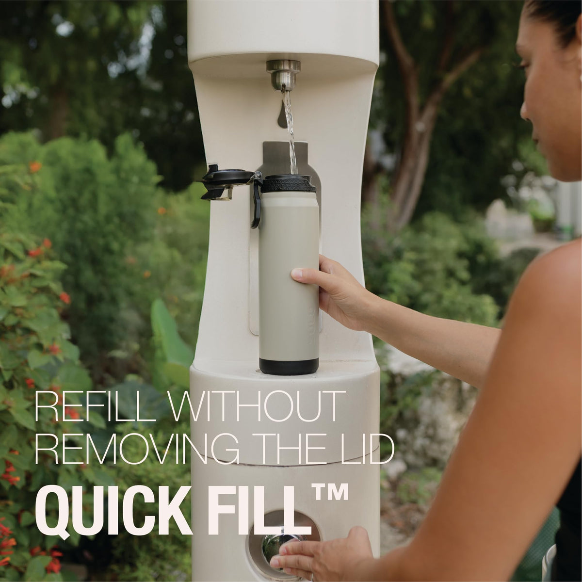 Leak-proof locking lid shown on ZULU Powerfill Pro 32oz bottle ash