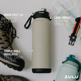 Triple insulated copper lining of ZULU Powerfill Pro 32oz bottle ash color