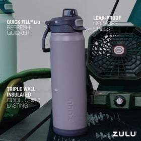 ZULU Powerfill Pro 40oz amethyst triple-wall insulation shows cool beverage retention