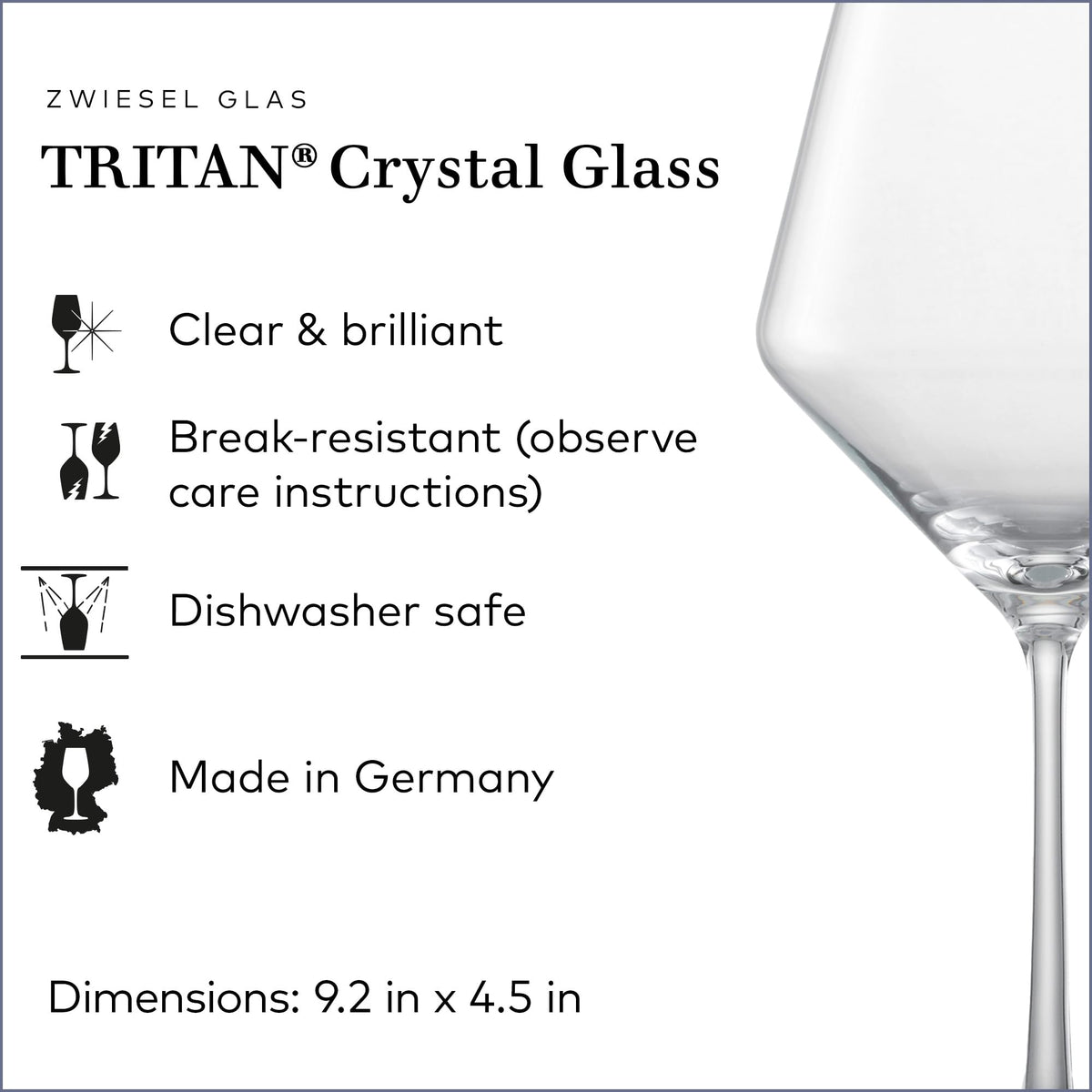 Zwiesel Glas Pure Burgundy glass on table adds elegance to formal dinners