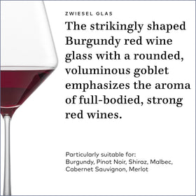 Zwiesel Glas Pure Burgundy glass held in hand emphasizes refined silhouette for Burgundy wines