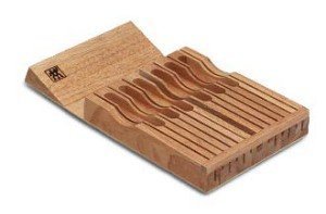 ZWILLING In-drawer Knife Organizer installed in drawer saves counter space.