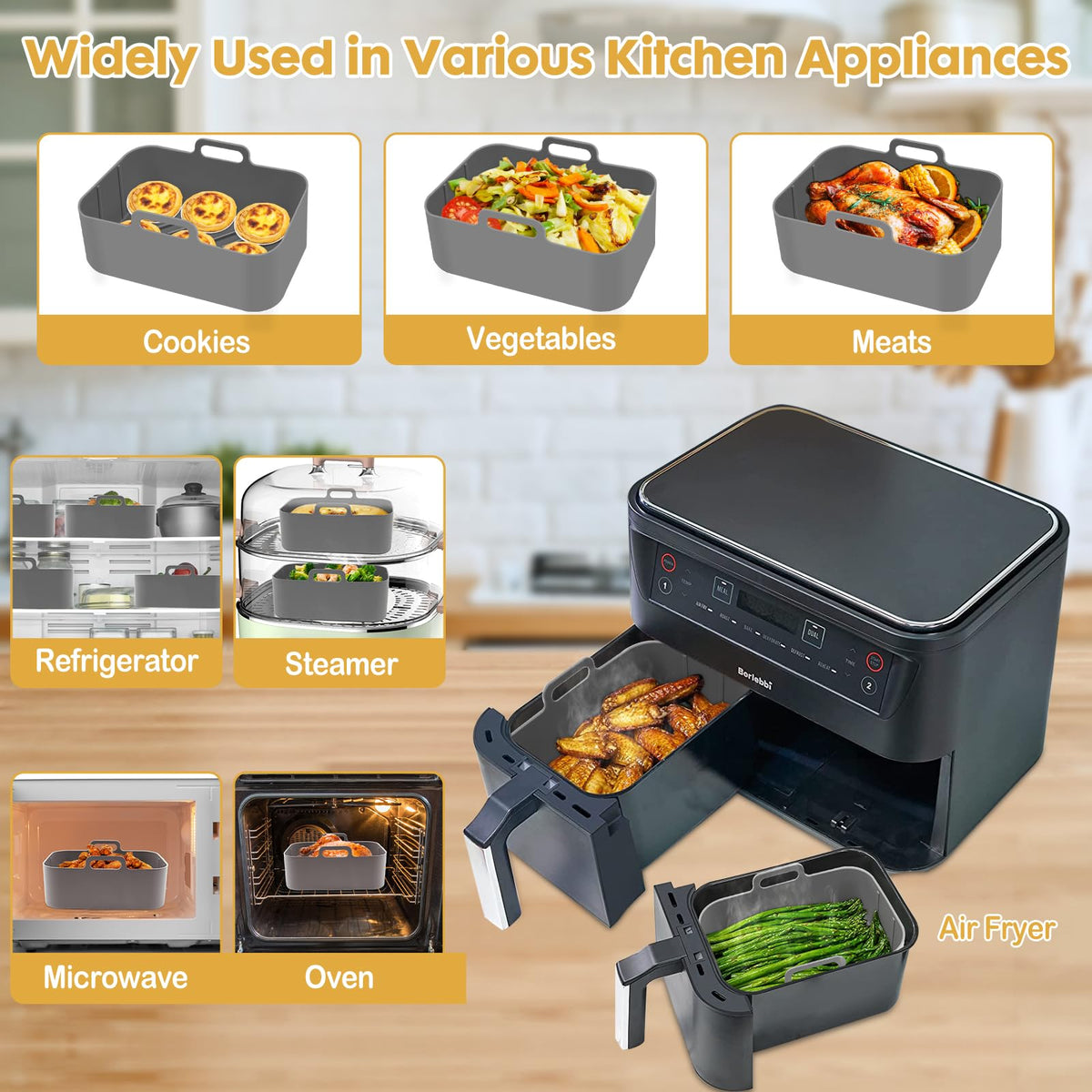 ZXZMZT dishwasher-safe liners clean easily after cooking sessions.
