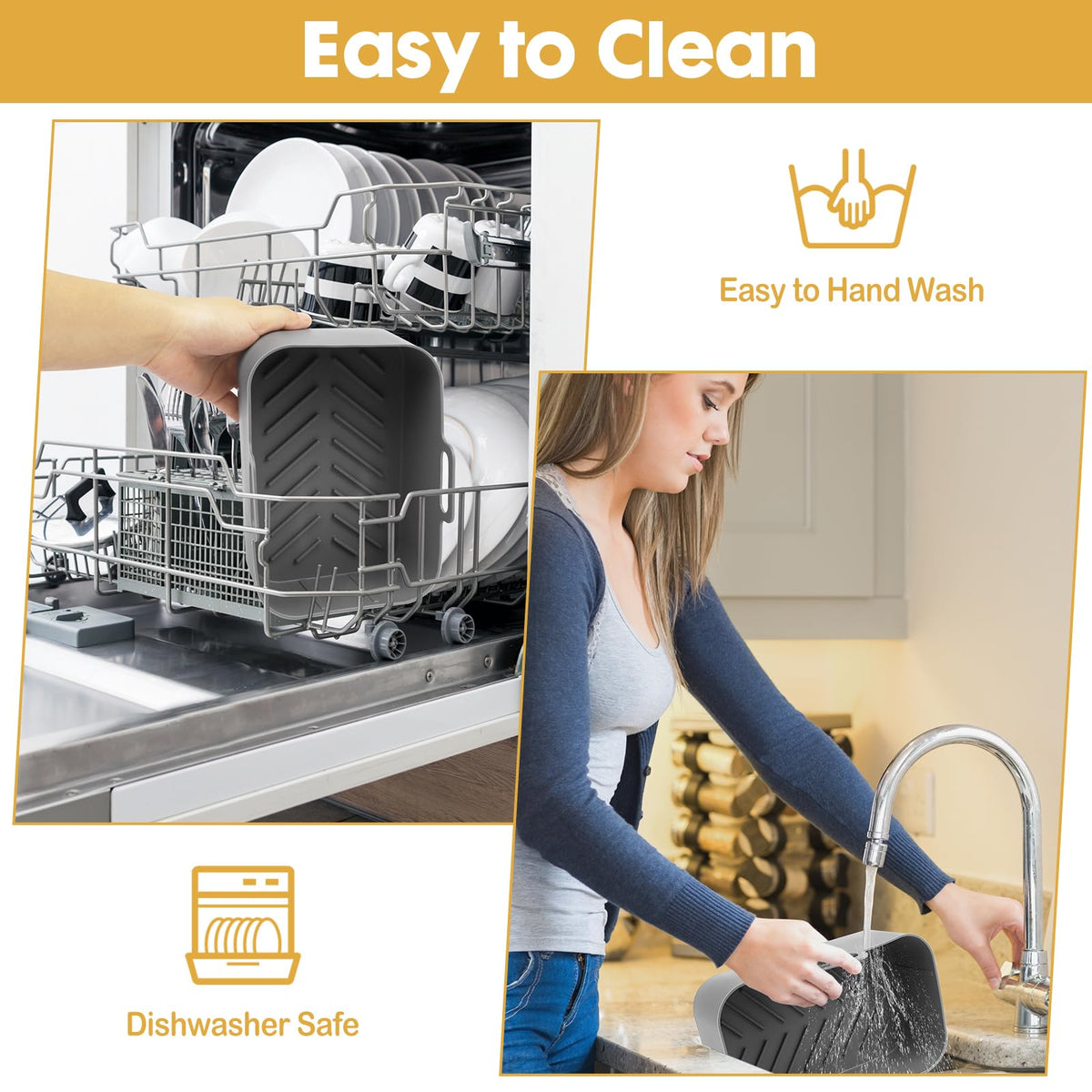 ZXZMZT dishwasher-safe liner for quick post-cook cleanup and reuse.