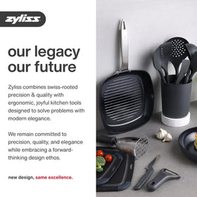 Zyliss white-gray finish matches modern kitchens and decor.